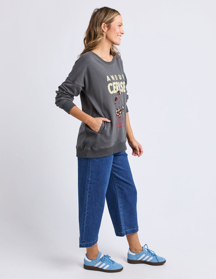 Elm Amour Cerise Crew Washed Black