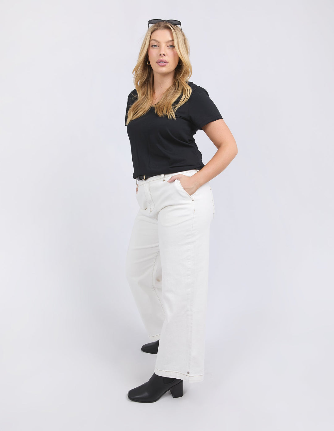 Elm Izzy Wide Leg Jean Vintage White