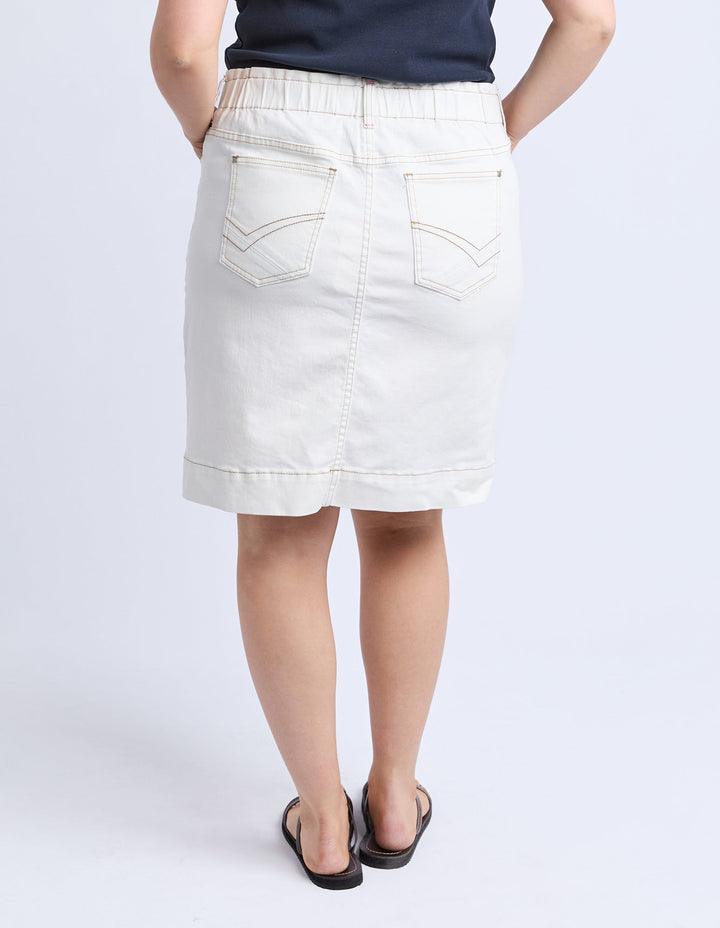 Elm Atlas Denim Skirt Vintage White