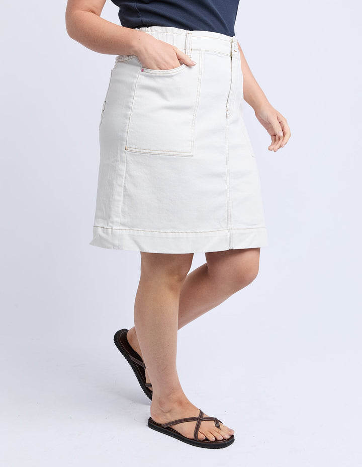 Elm Atlas Denim Skirt Vintage White