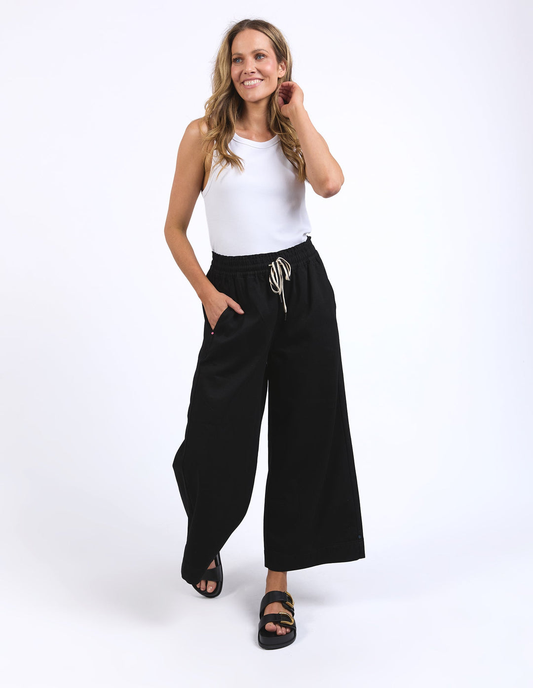 Elm Greta Wide Leg Pant Black