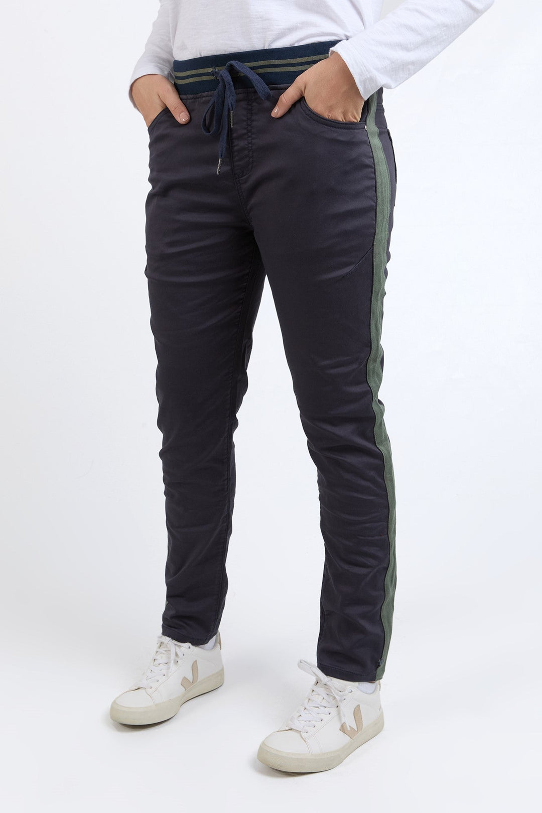 Elm Margo Jogger With Side Tape Navy With Khaki Tape