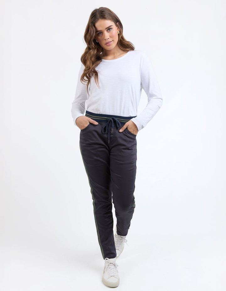 Elm Margo Jogger With Side Tape Navy With Khaki Tape