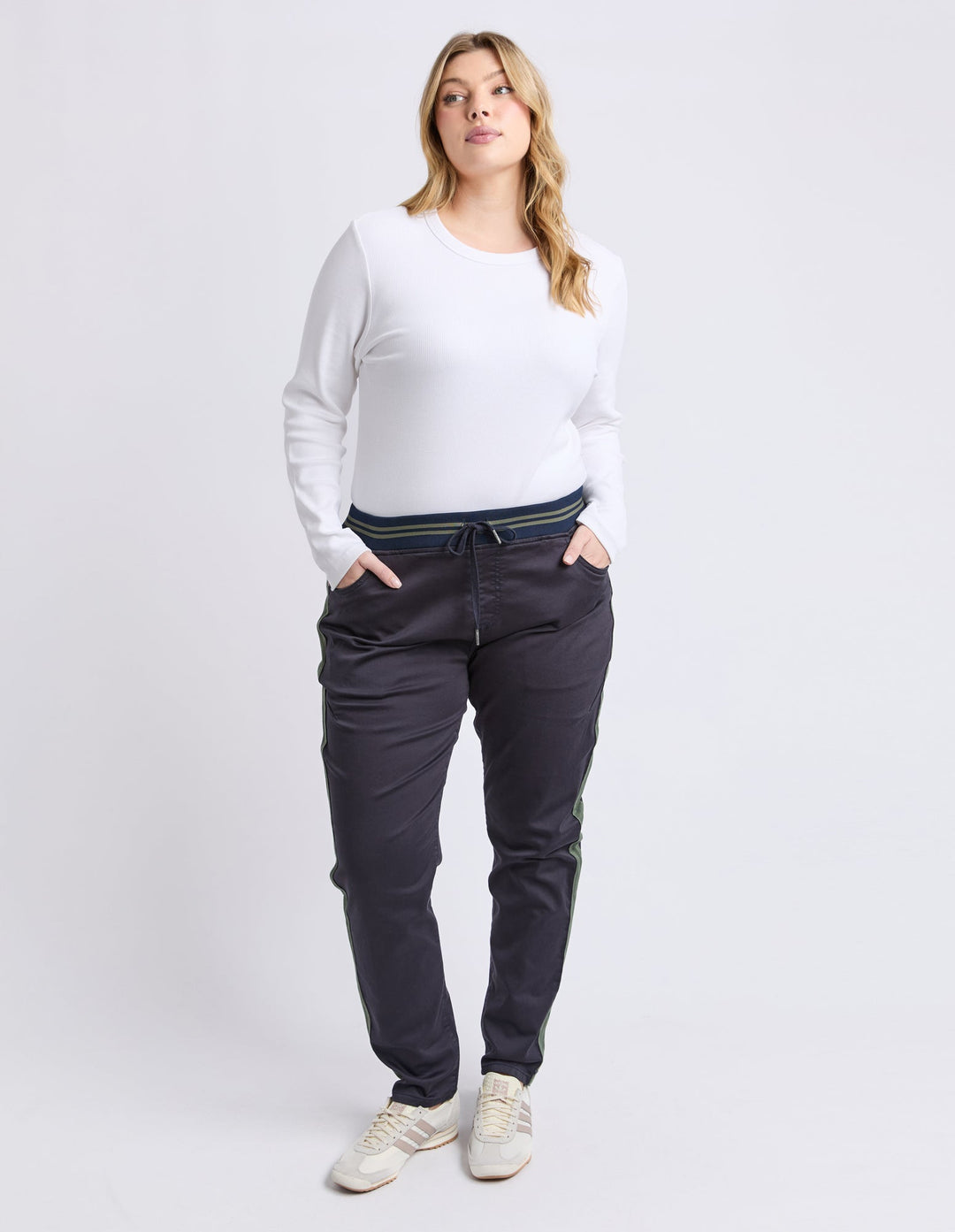 Elm Margo Jogger With Side Tape Navy With Khaki Tape
