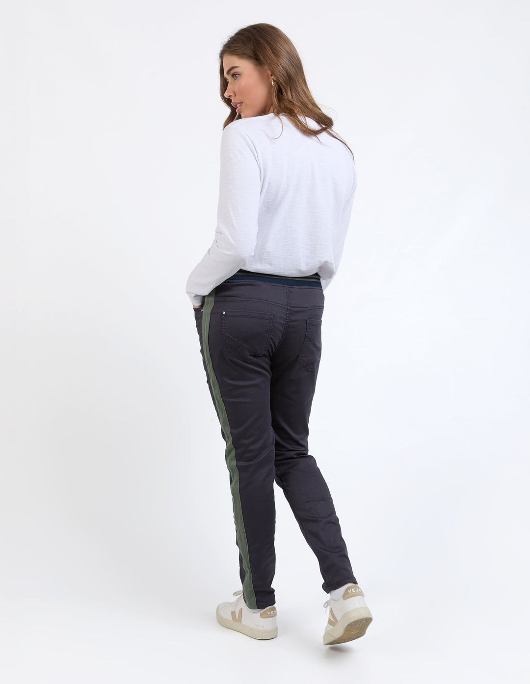 Elm Margo Jogger With Side Tape Navy With Khaki Tape