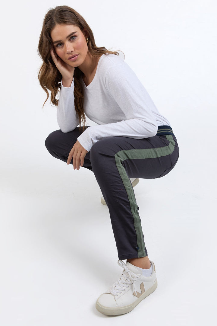 Elm Margo Jogger With Side Tape Navy With Khaki Tape