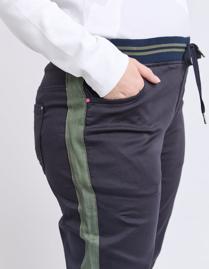 Elm Margo Jogger With Side Tape Navy With Khaki Tape