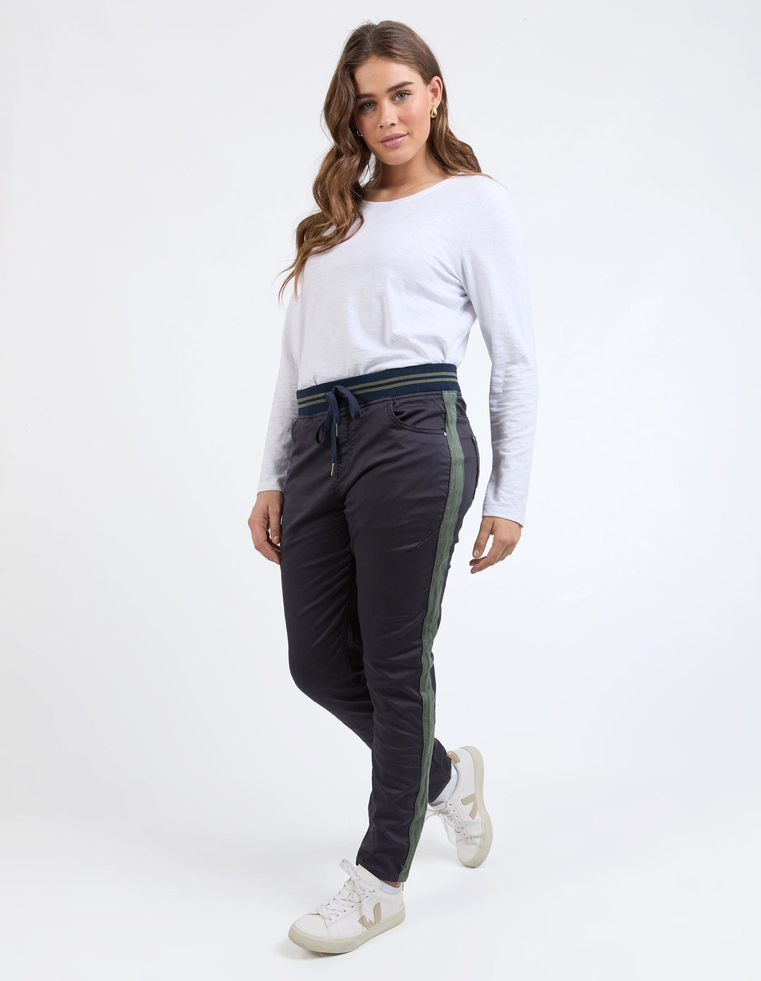 Elm Margo Jogger With Side Tape Navy With Khaki Tape