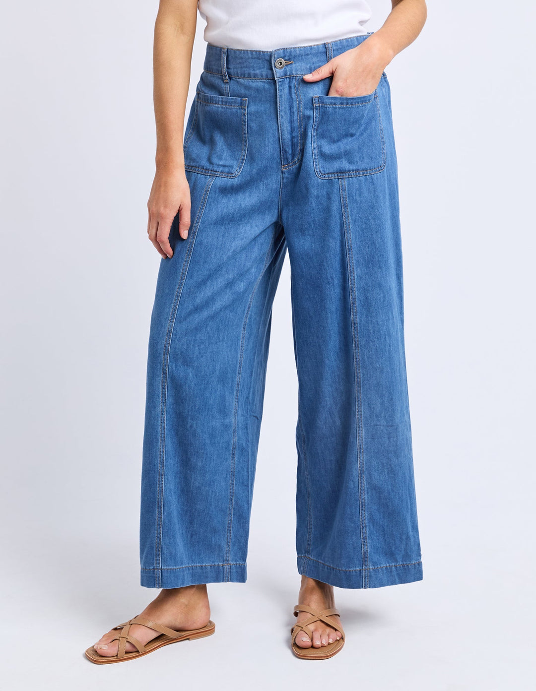 Elm Fee Front Pocket Jean Mid Blue Wash