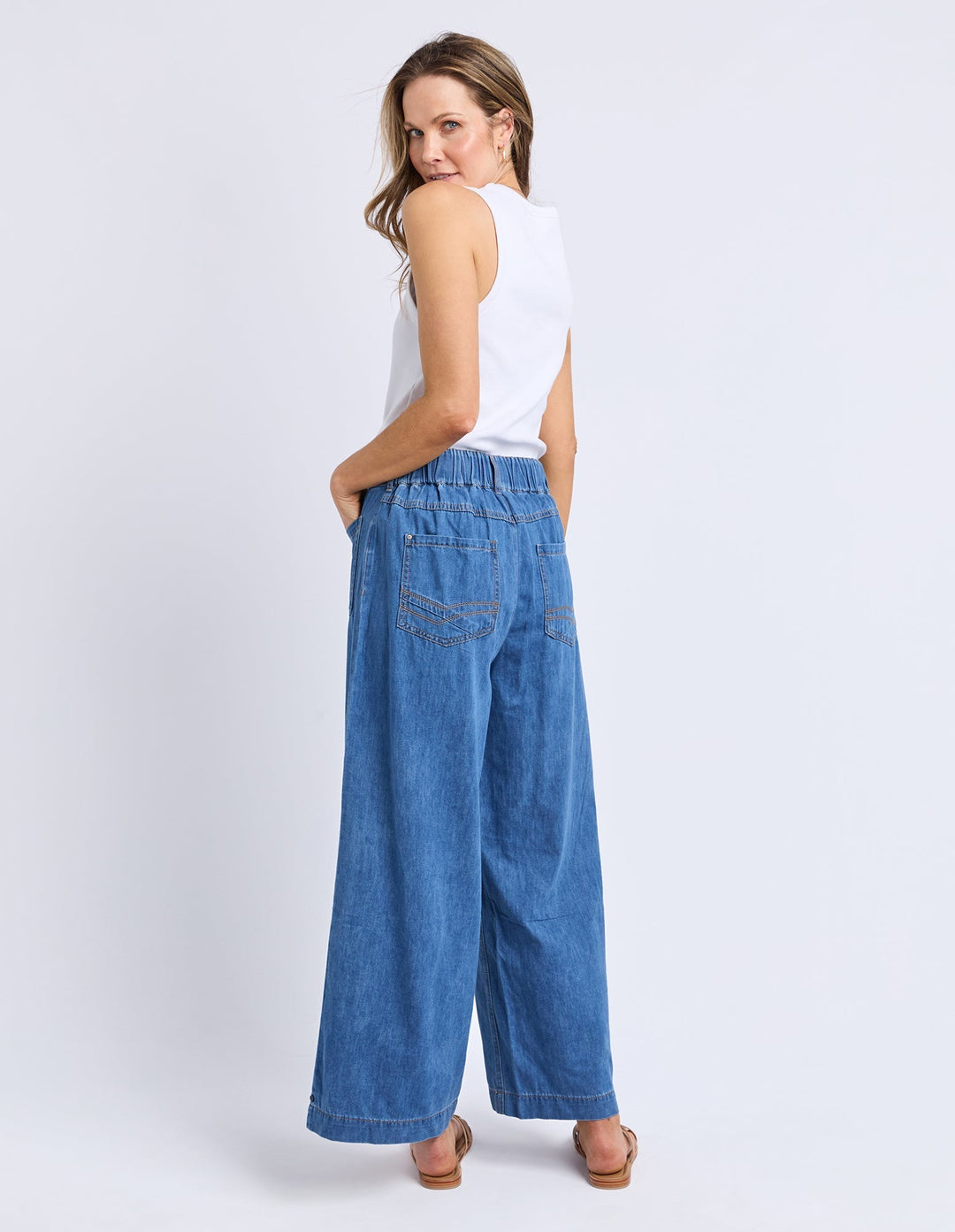 Elm Fee Front Pocket Jean Mid Blue Wash