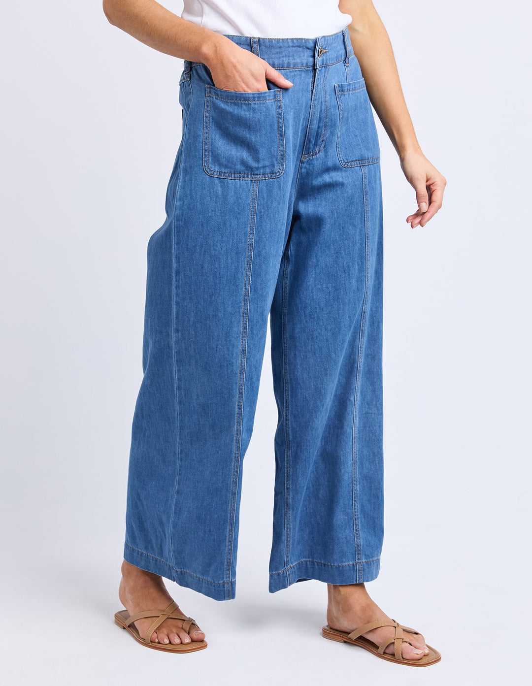 Elm Fee Front Pocket Jean Mid Blue Wash
