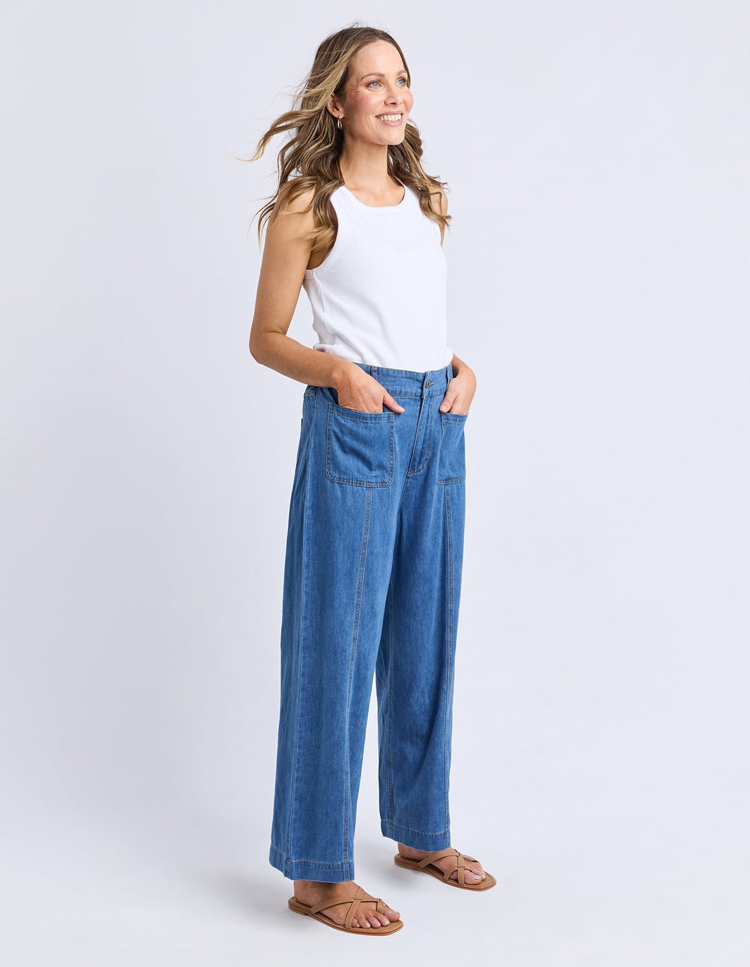 Elm Fee Front Pocket Jean Mid Blue Wash