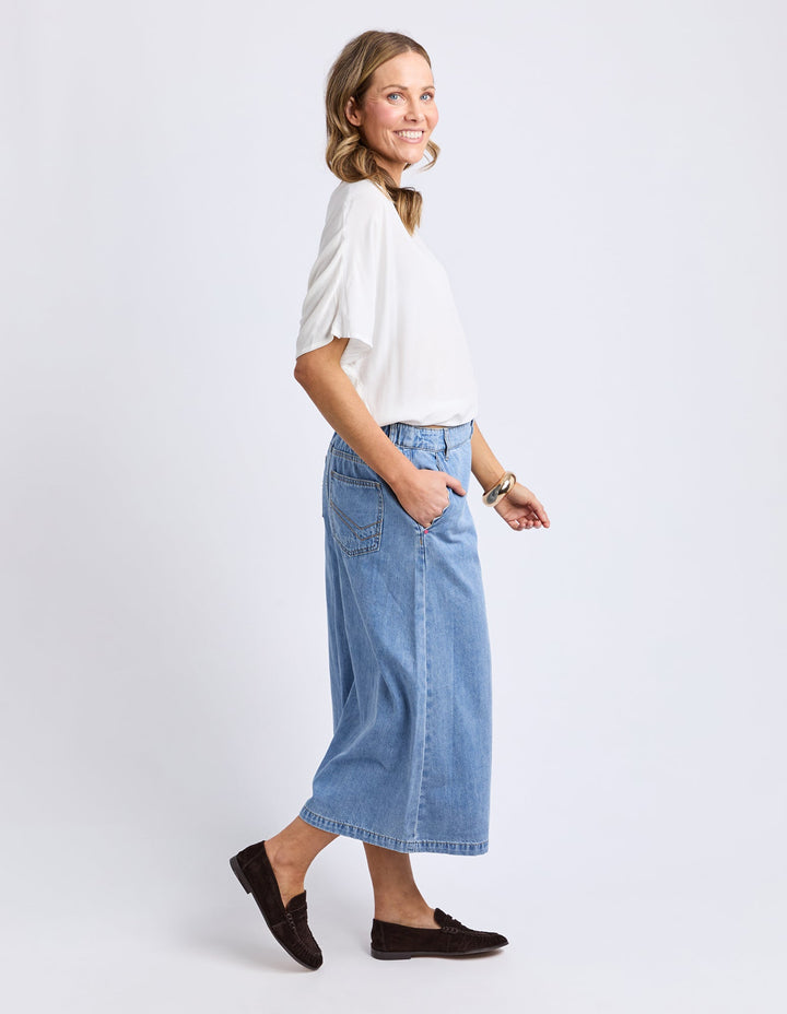 Elm Scallop Edge Denim Skirt Light Blue