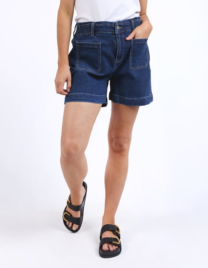 Elm Lennox Denim Shorts Dark Blue Wash
