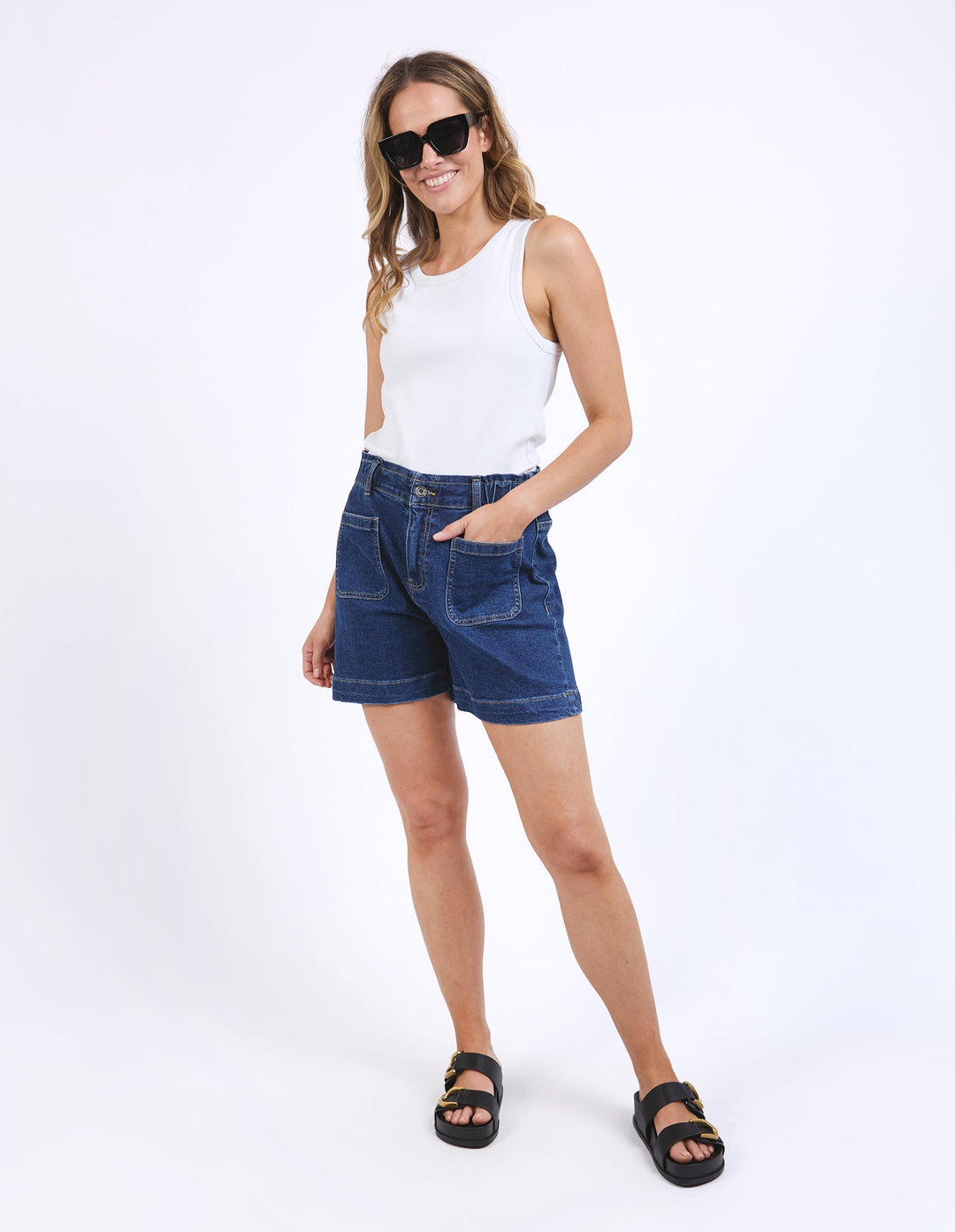 Elm Lennox Denim Shorts Dark Blue Wash