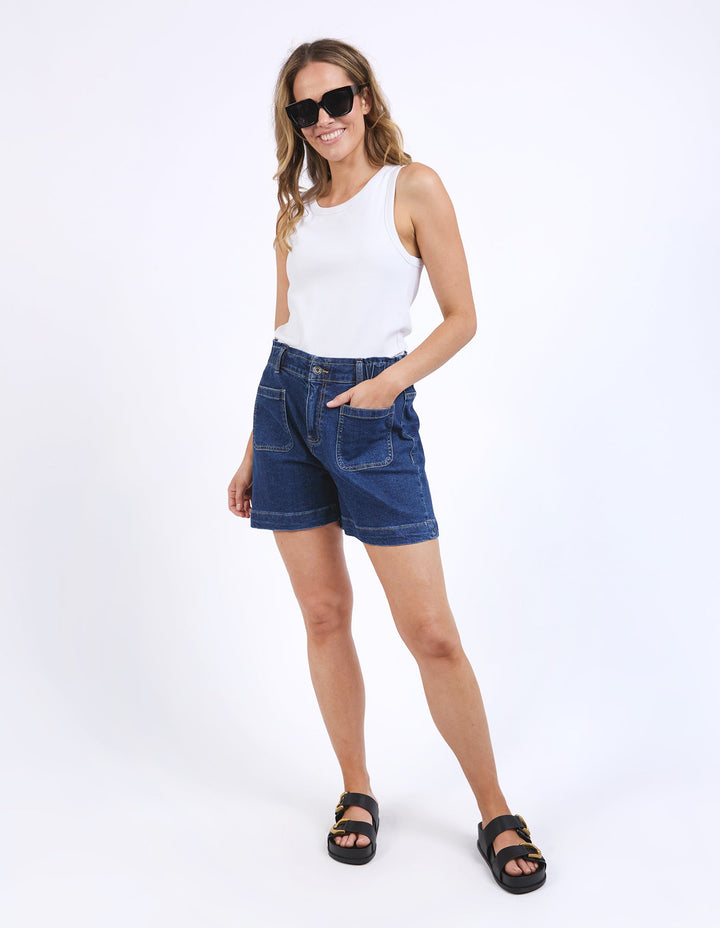 Elm Lennox Denim Shorts Dark Blue Wash