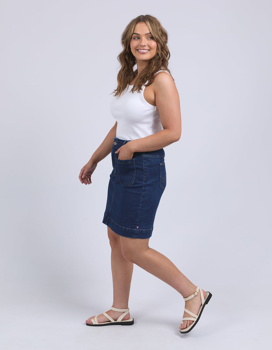 Elm Lennox Denim Skirt Dark Blue Wash