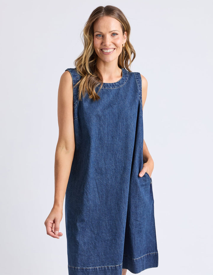 Elm Sonny Denim Dress Dark Blue