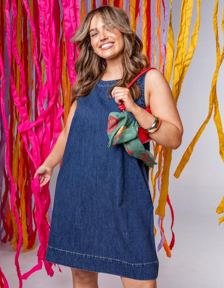 Elm Sonny Denim Dress Dark Blue