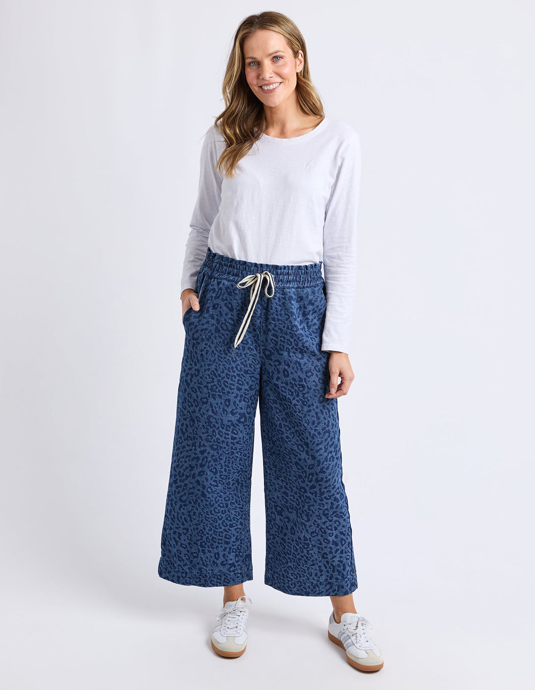 Elm Anna Animal Denim Pant Dark Blue