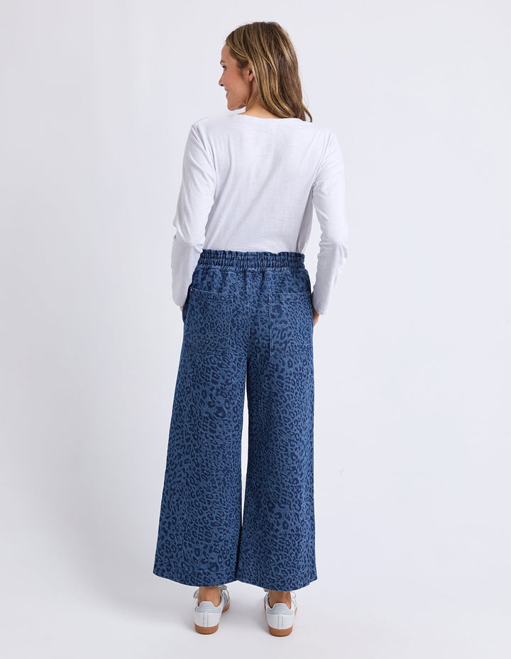 Elm Anna Animal Denim Pant Dark Blue