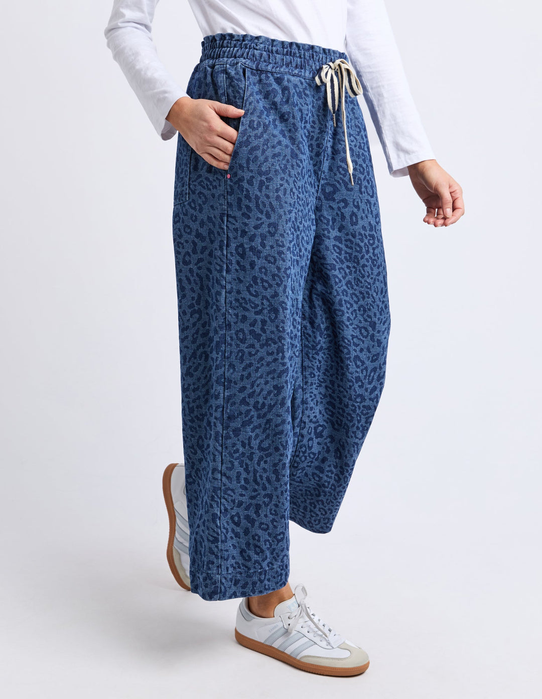 Elm Anna Animal Denim Pant Dark Blue