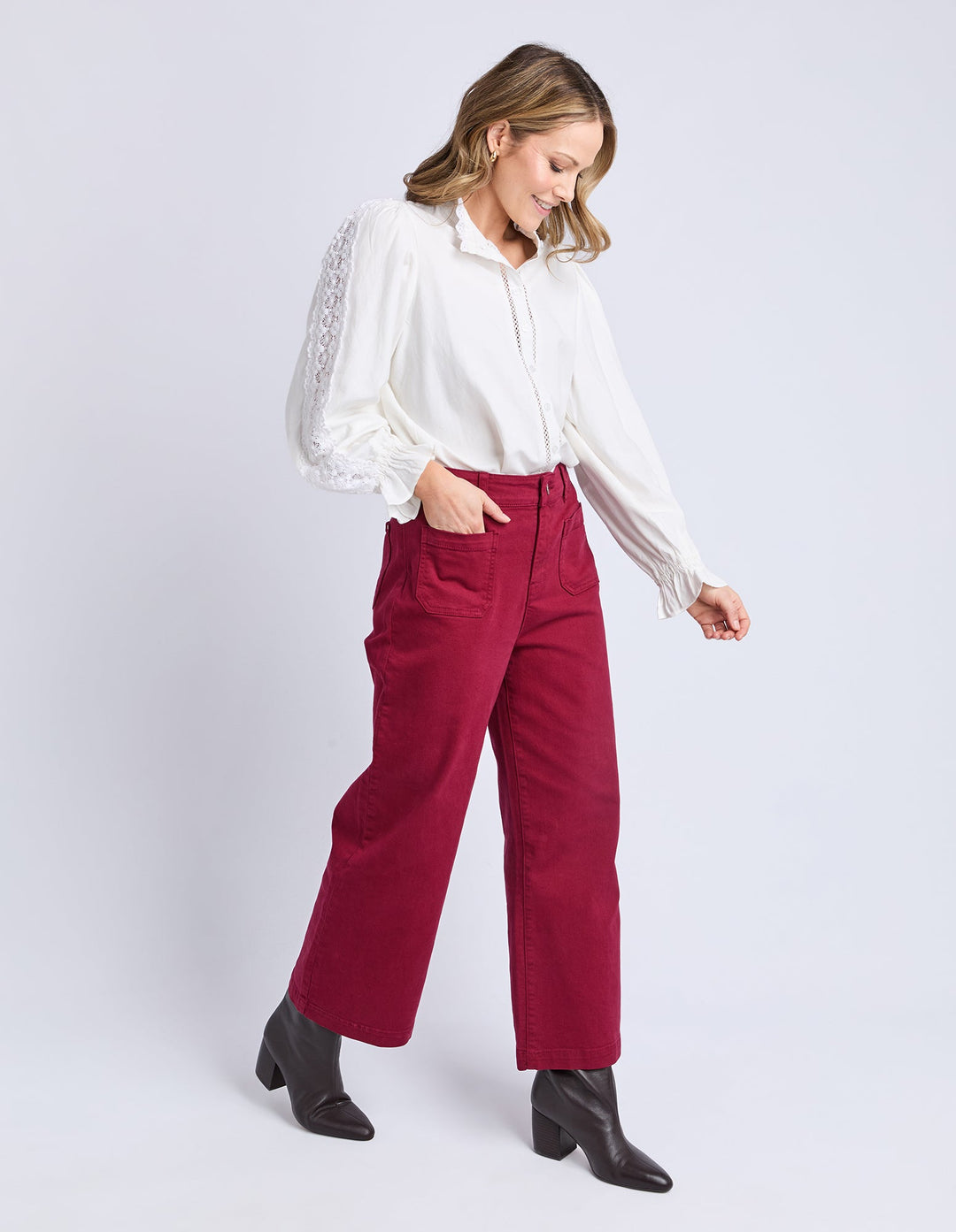 Elm Delphi Front Pocket Jean Maroon