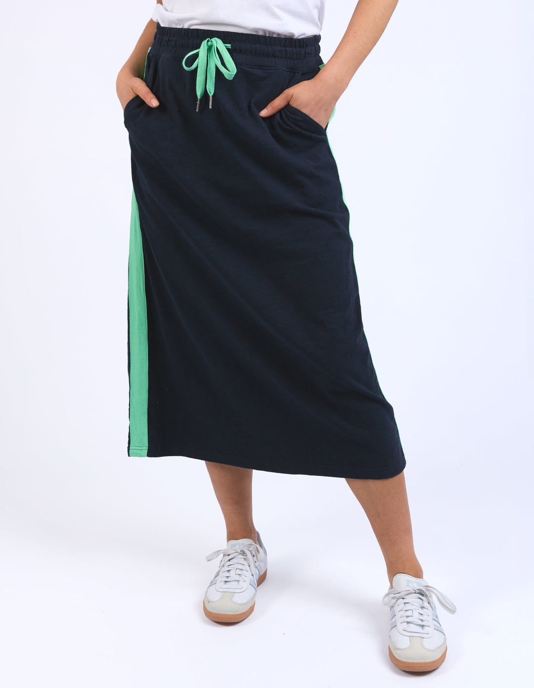 Elm Brunch Skirt Navy With Neon Green Tape