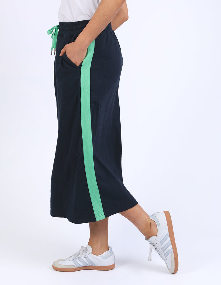 Elm Brunch Skirt Navy With Neon Green Tape