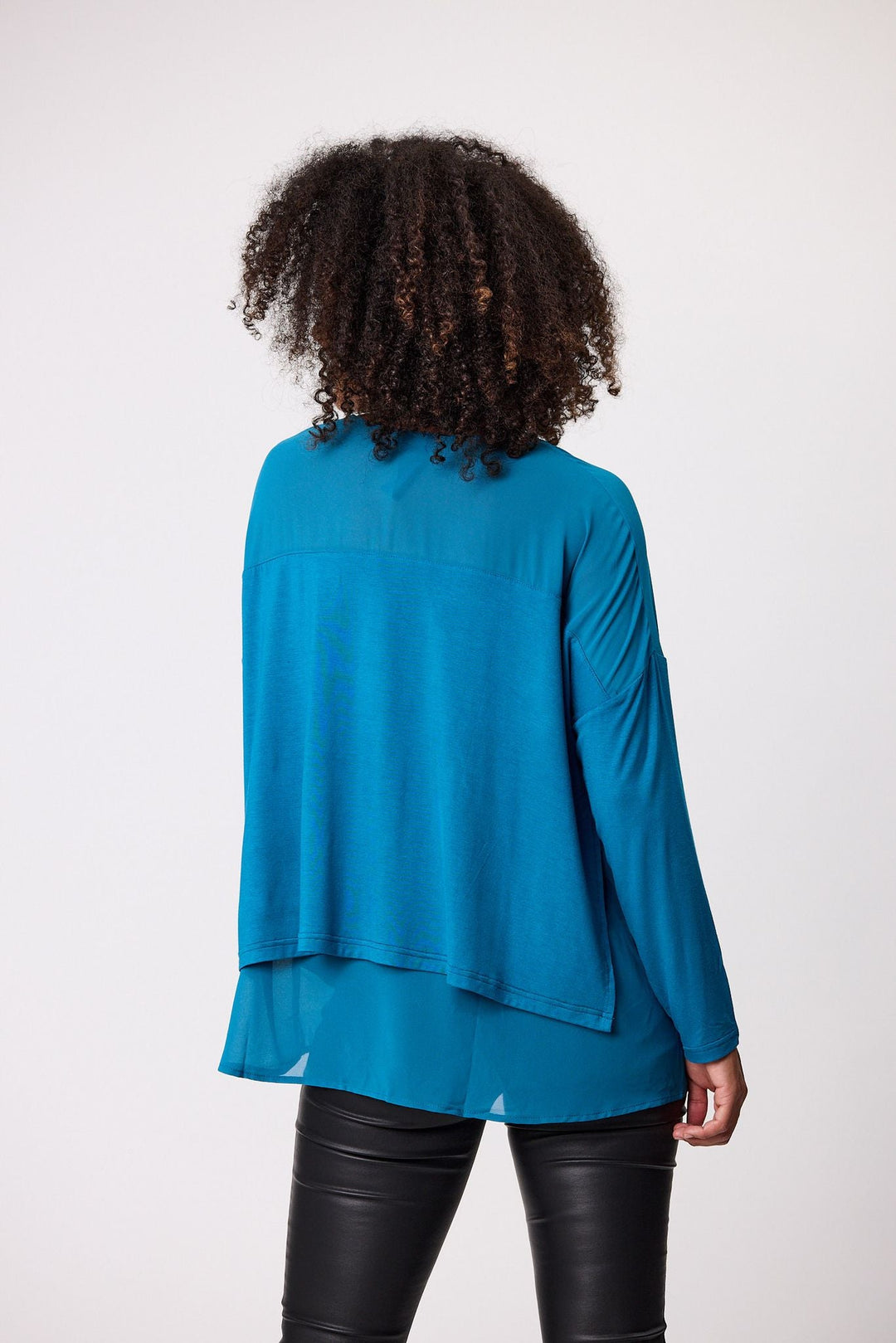 Label Remy Long Sleeve Overlay Top Teal