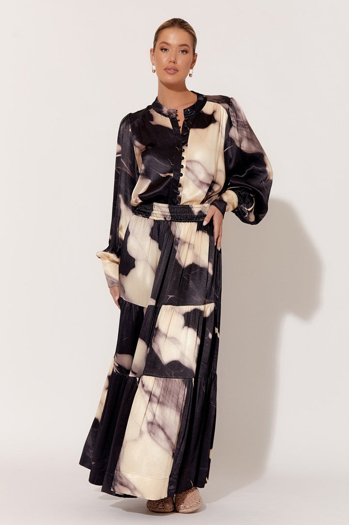 Adorne Morgan Marble Satin Tiered Skirt