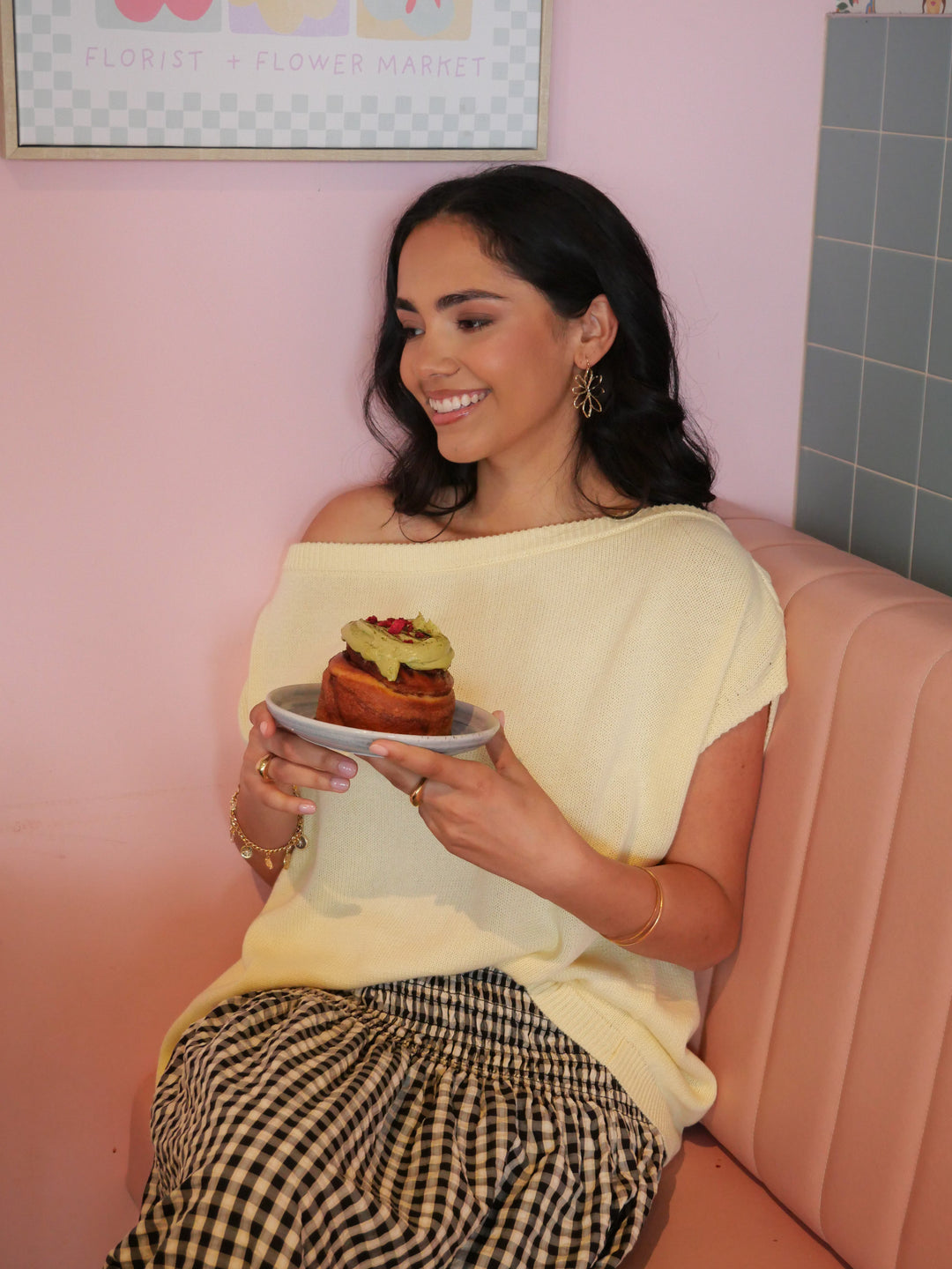 Ayva Remi Asym Knit Top Butter Yellow