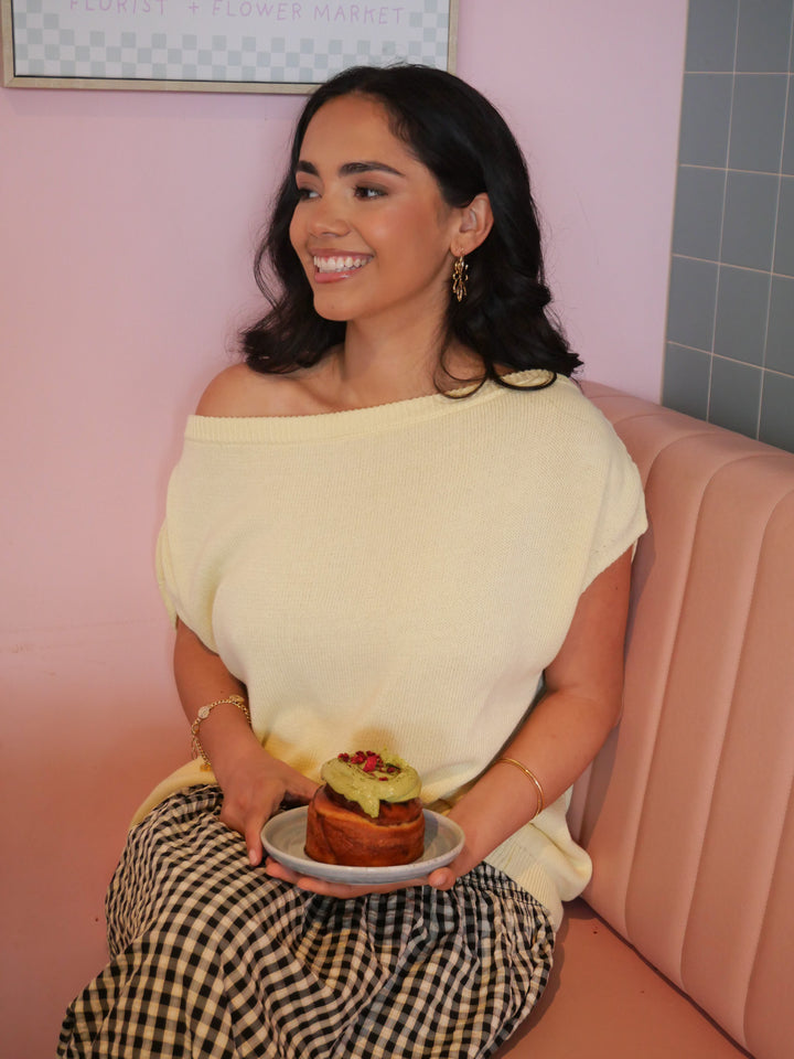 Ayva Remi Asym Knit Top Butter Yellow