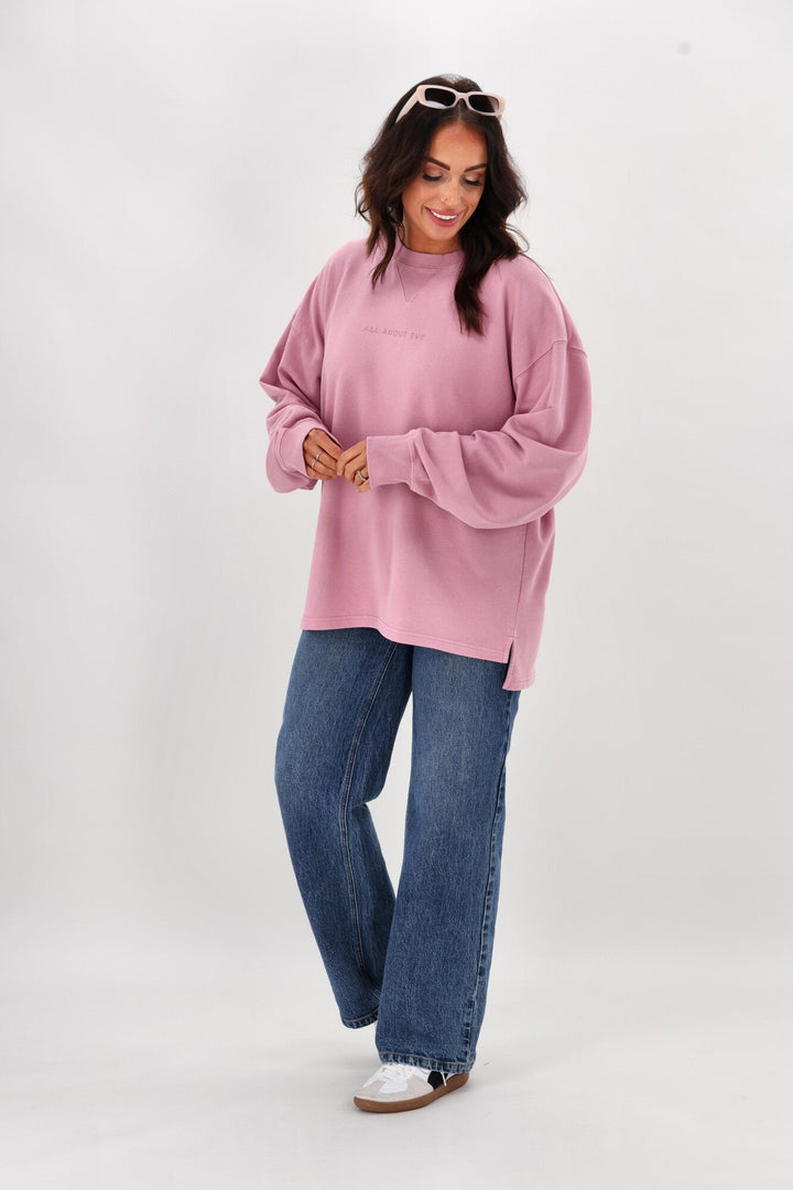 All About Eve AAE Washed Relaxed Crew Quartz Pink
