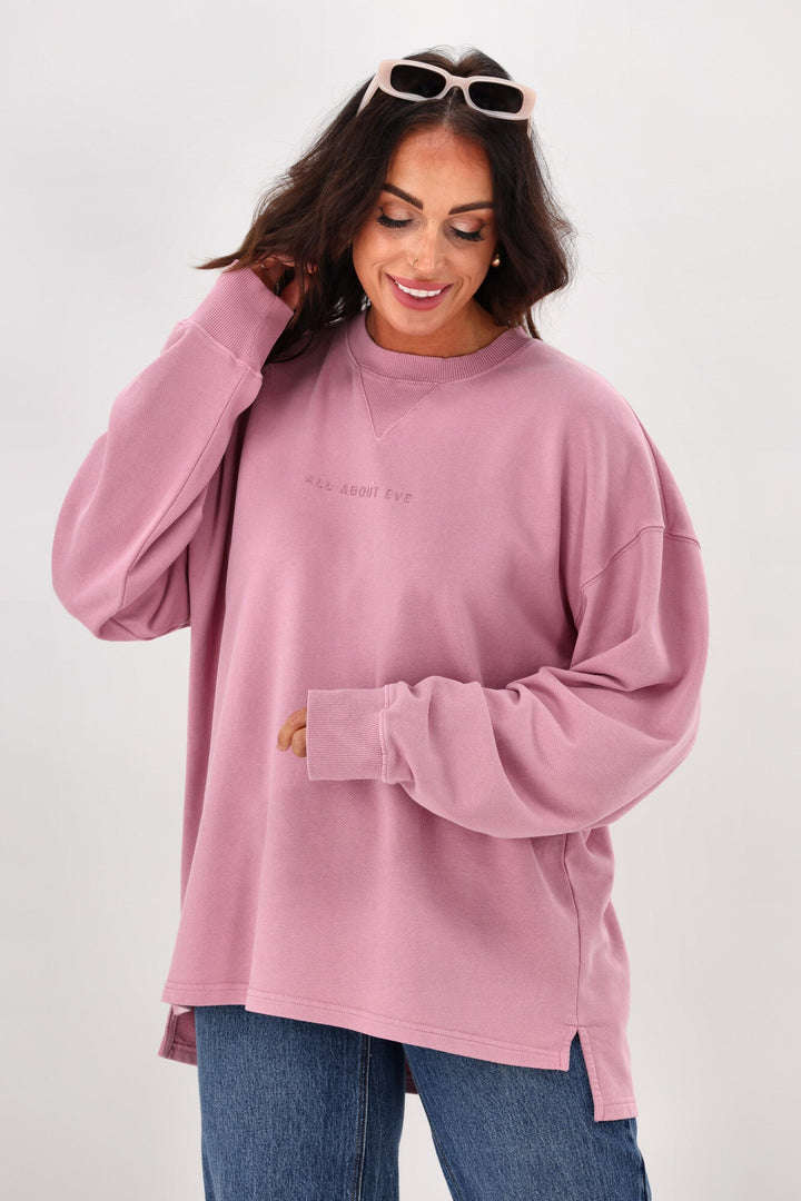 All About Eve AAE Washed Relaxed Crew Quartz Pink