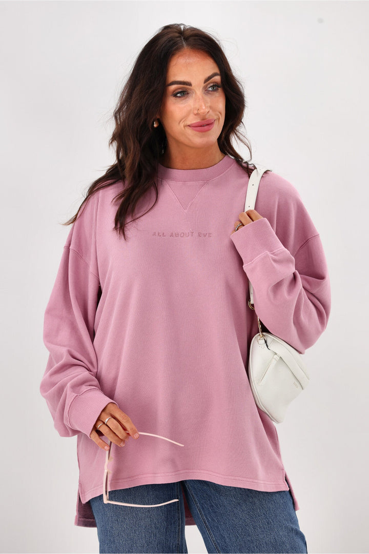 All About Eve AAE Washed Relaxed Crew Quartz Pink