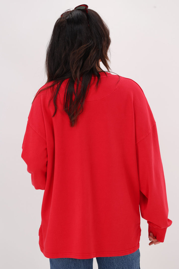 All About Eve AAE Washed Relaxed Crew Scarlet