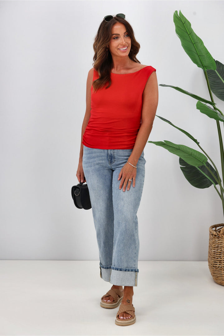 All About Eve Kylie Off Shoulder Top Scarlet