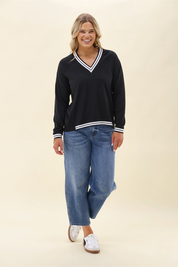 Alpine by Alberta Merino Sports Trim Top Black