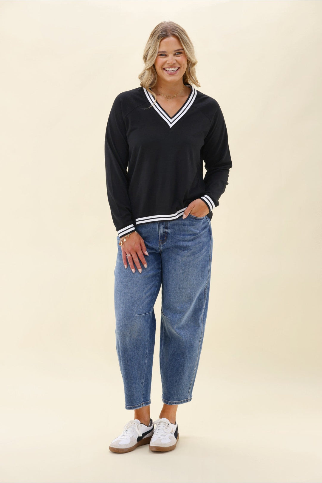 Alpine by Alberta Merino Sports Trim Top Black