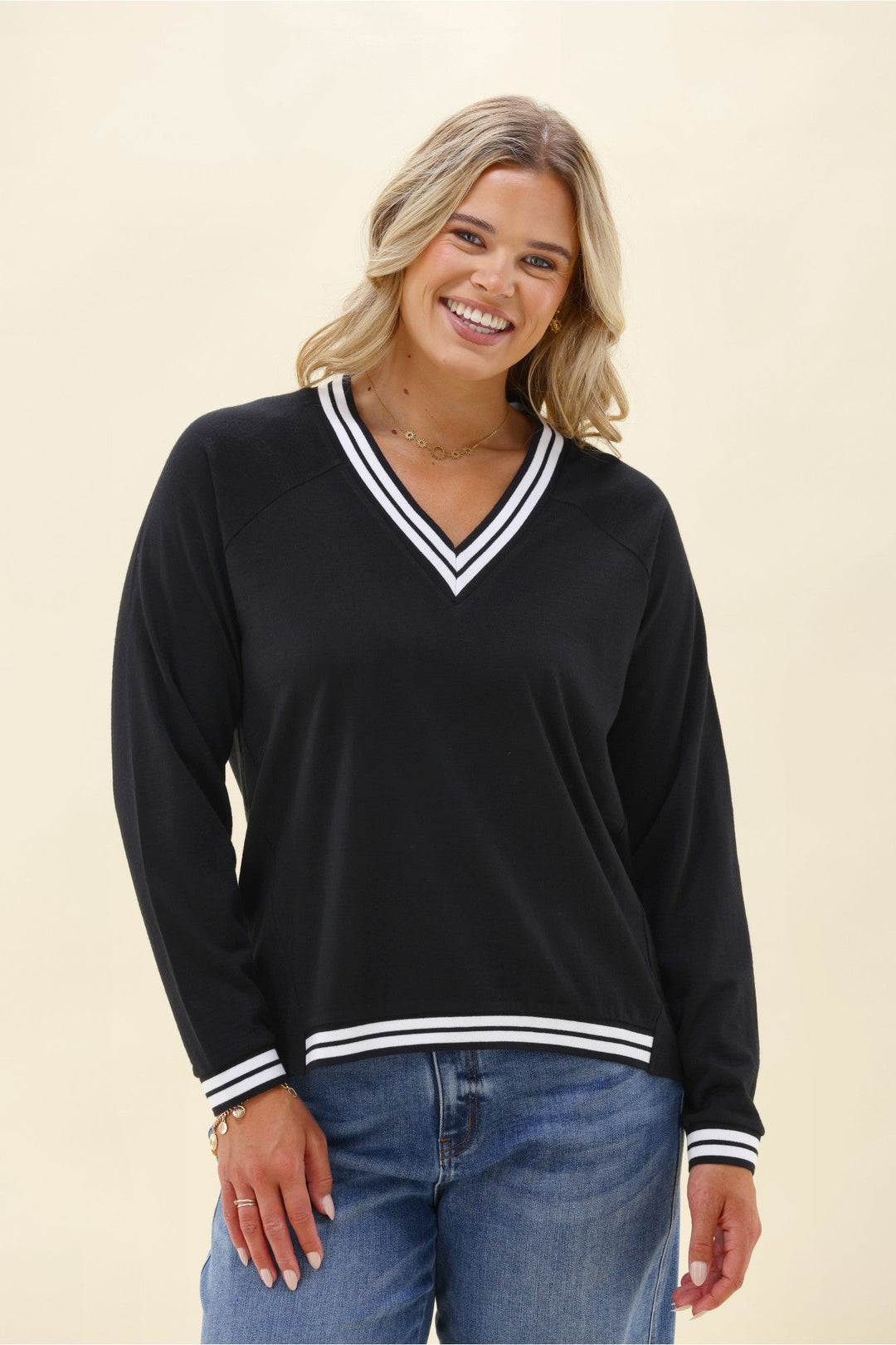 Alpine by Alberta Merino Sports Trim Top Black