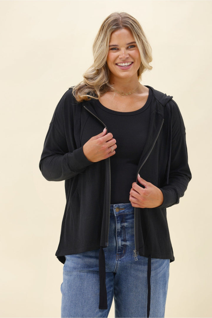 Alpine by Brooks Zip Front Hoodie Black