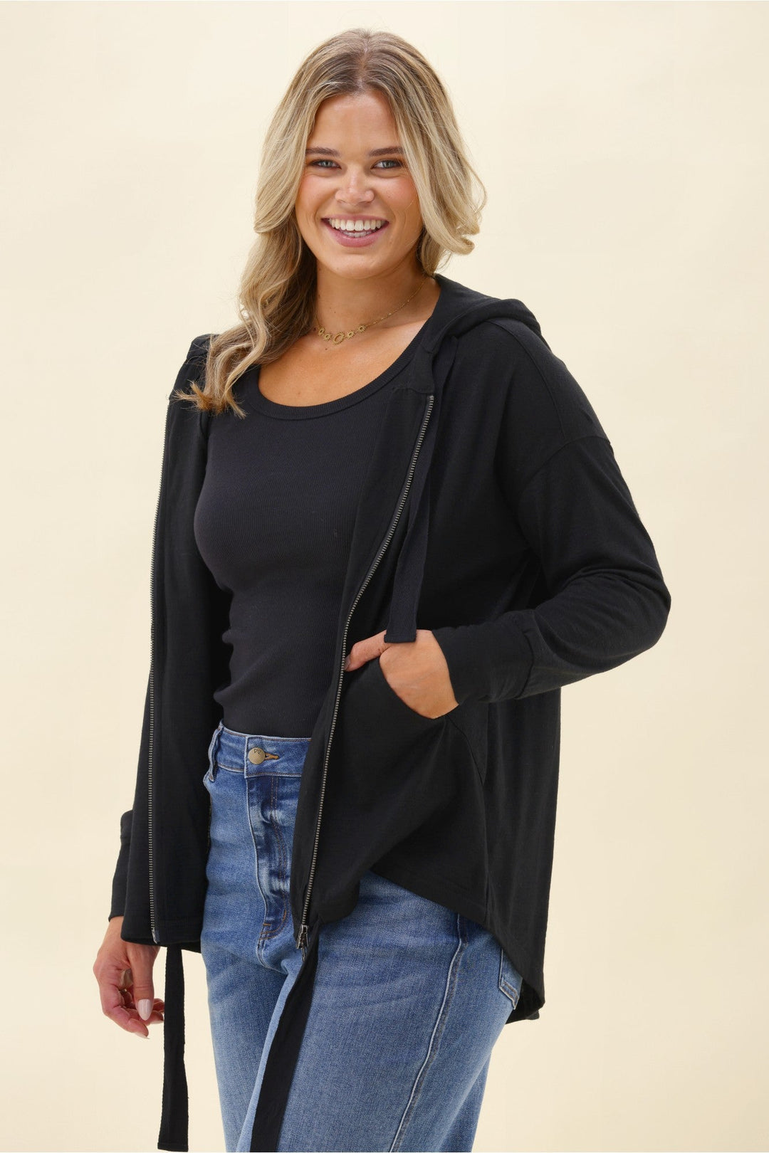 Alpine by Brooks Zip Front Hoodie Black