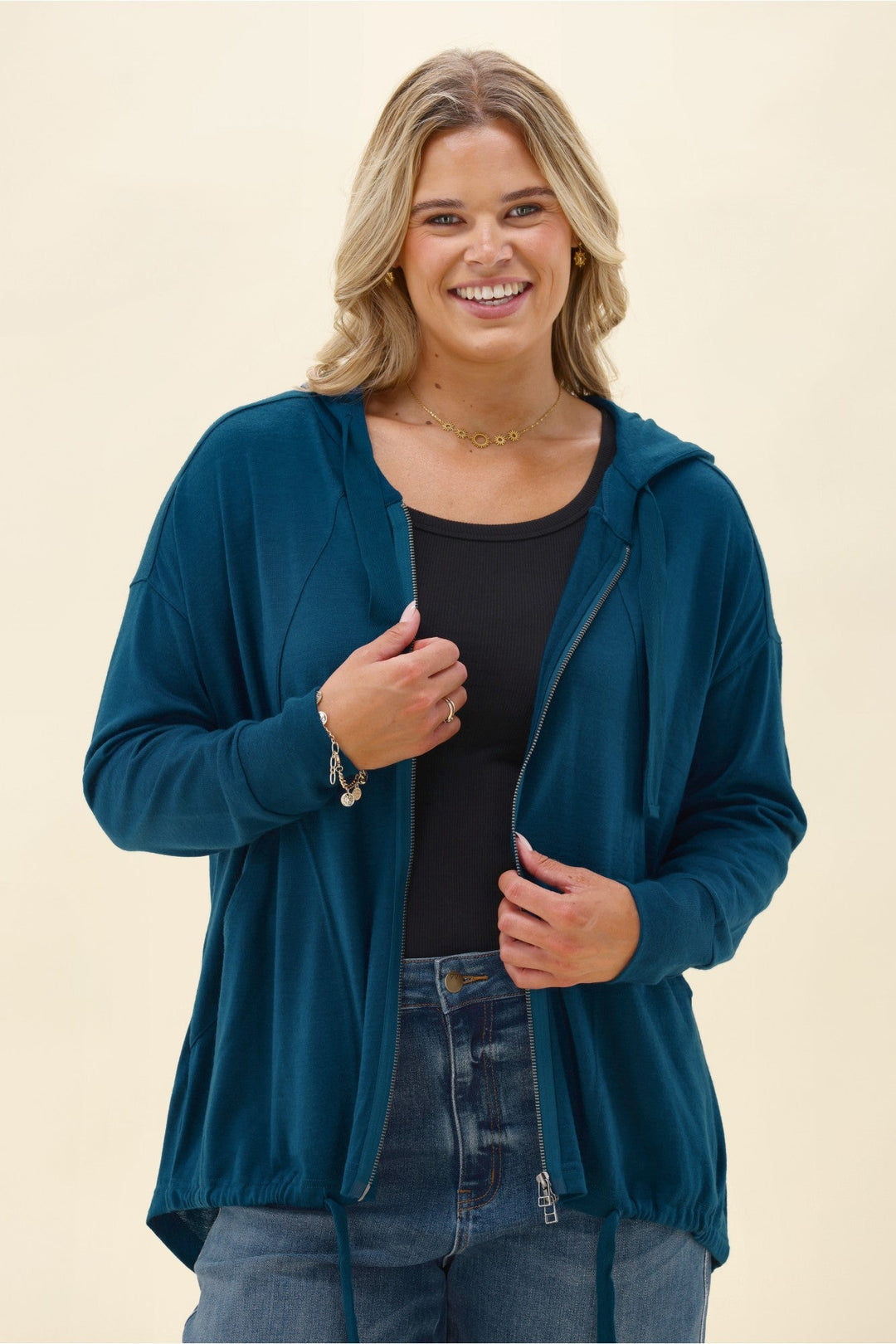 Alpine by Brooks Zip Front Hoodie Teal