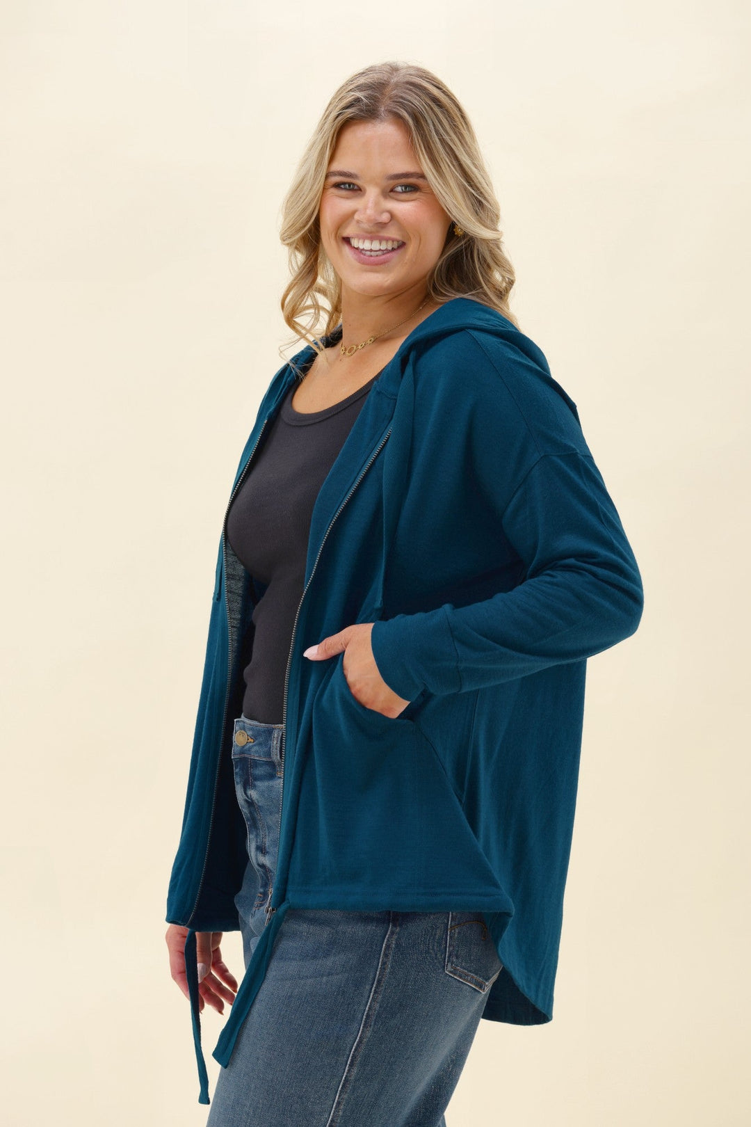 Alpine by Brooks Zip Front Hoodie Teal