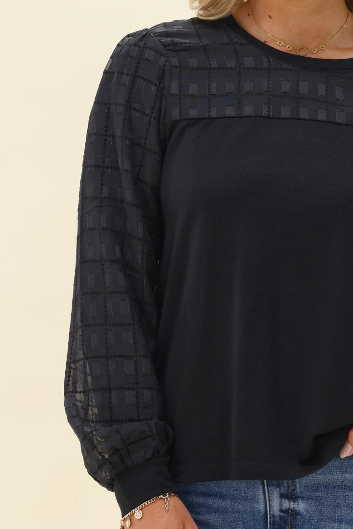 Alpine by Evelyn Contrast Top Black