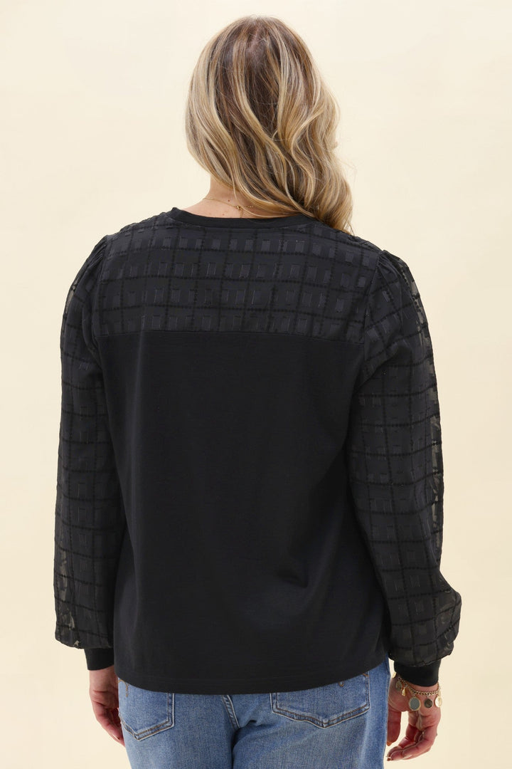 Alpine by Evelyn Contrast Top Black