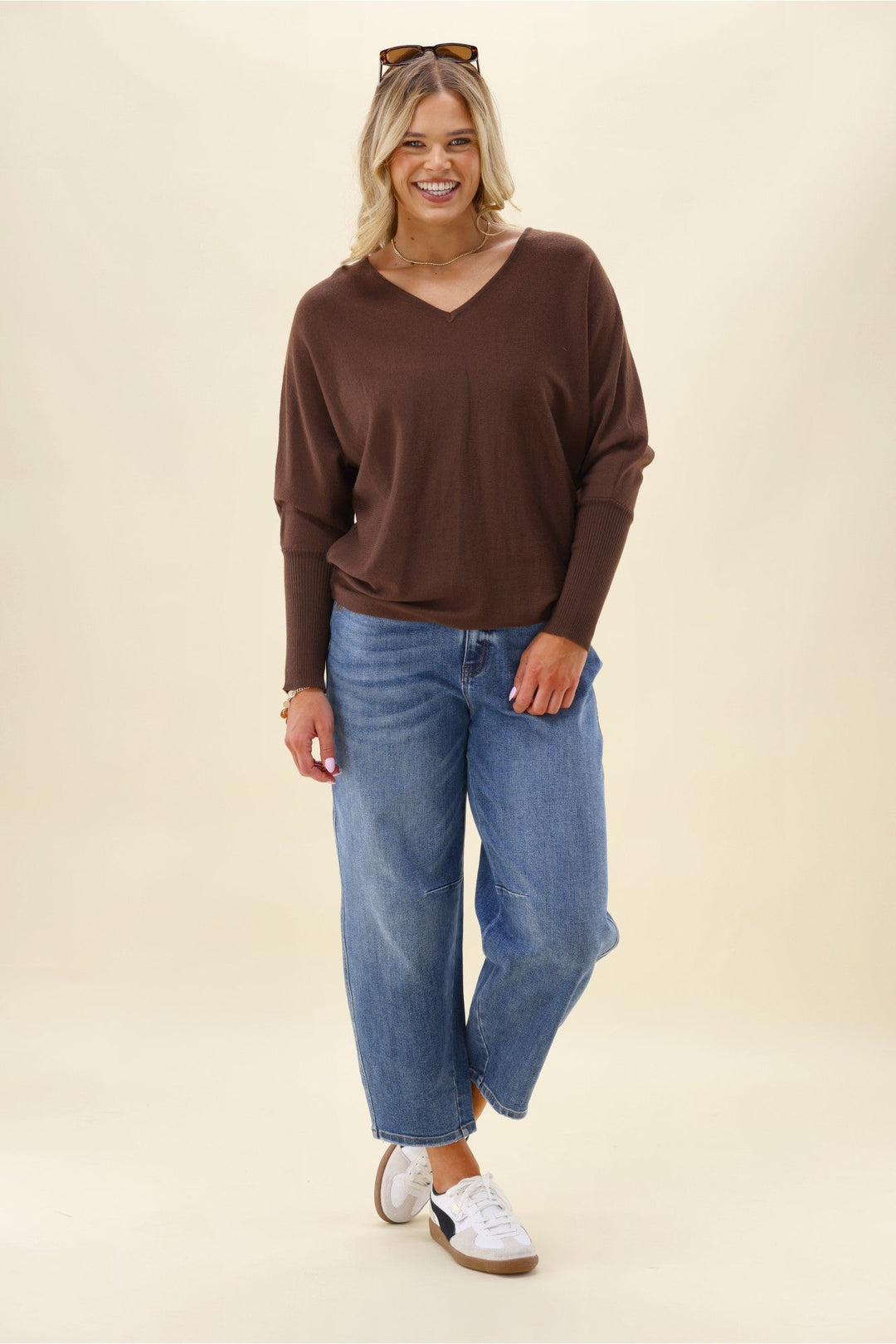 Alpine by Gigi Merino Batwing Top Chocolate