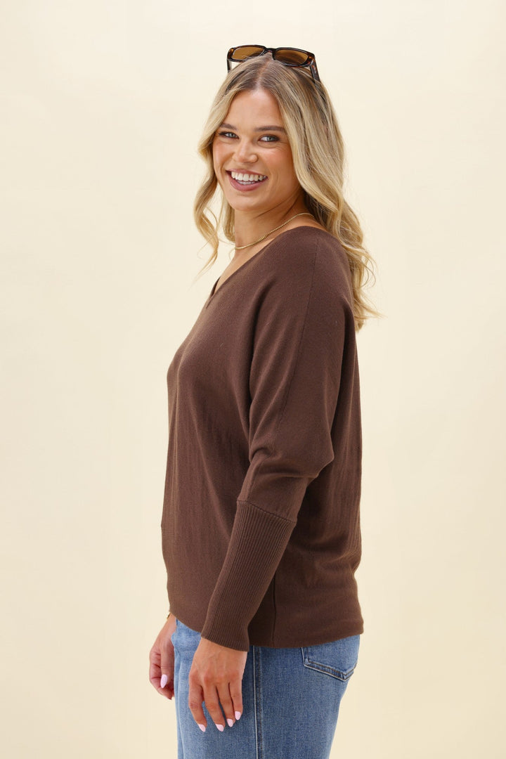 Alpine by Gigi Merino Batwing Top Chocolate