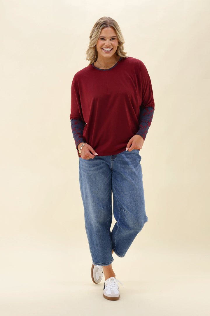 Alpine by Lyon Merino Hi-lo Top Cherry